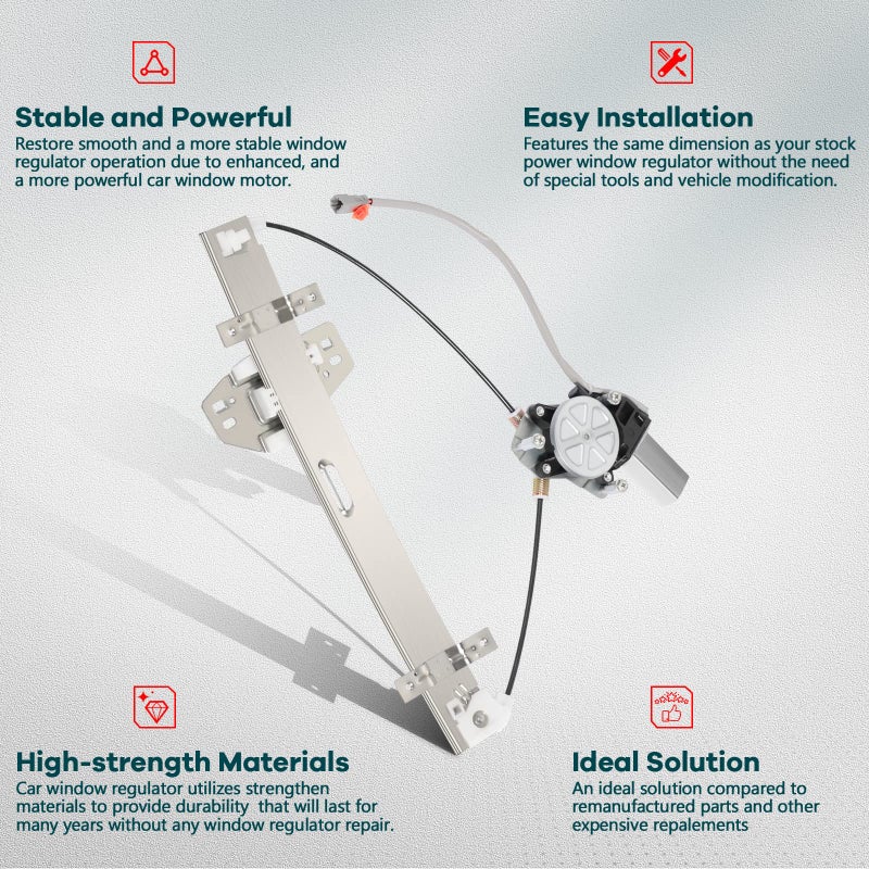 FINDAUTO Power Window Regulator Rear Right Passenger Side with Motor fits for Acura MDX for 2001-2006, 72710S3VA03 748-559 - Image 2